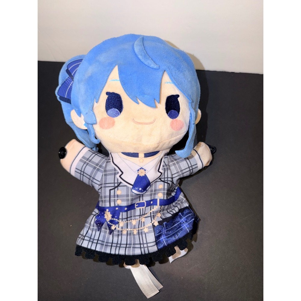 FuRyu Hololive Hoshimachi Suisei Plush Hand Puppet Blue Plaid Idol Anime 11"